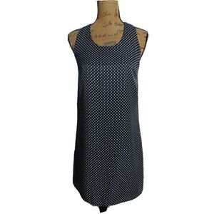 Pixley Dress SMALL Navy Blue White Polka Dot Shift Bow Tie Back‎ Lined PRETTY